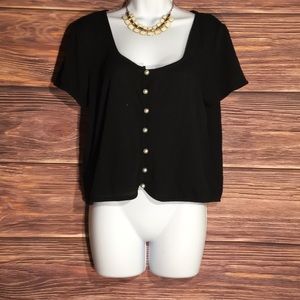 Zara button up crop top black
